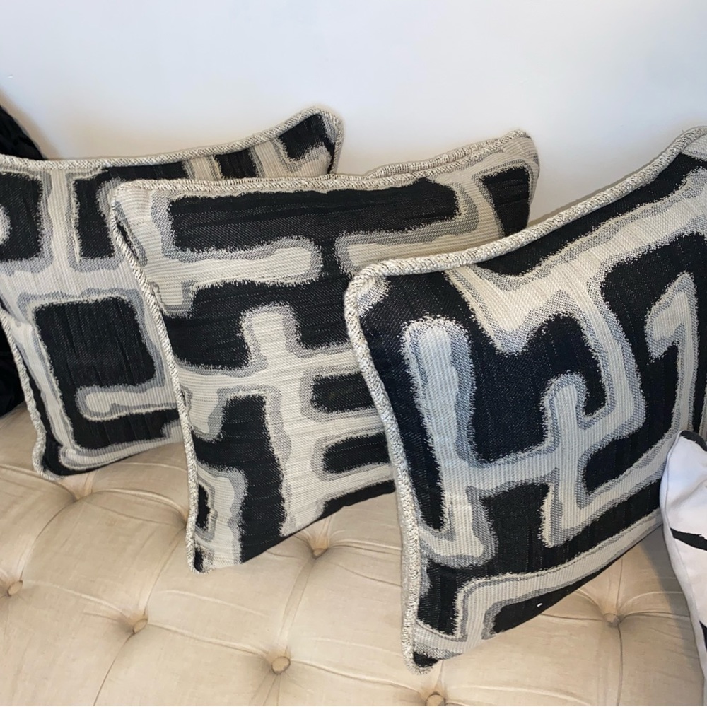 Black and white pillow trio